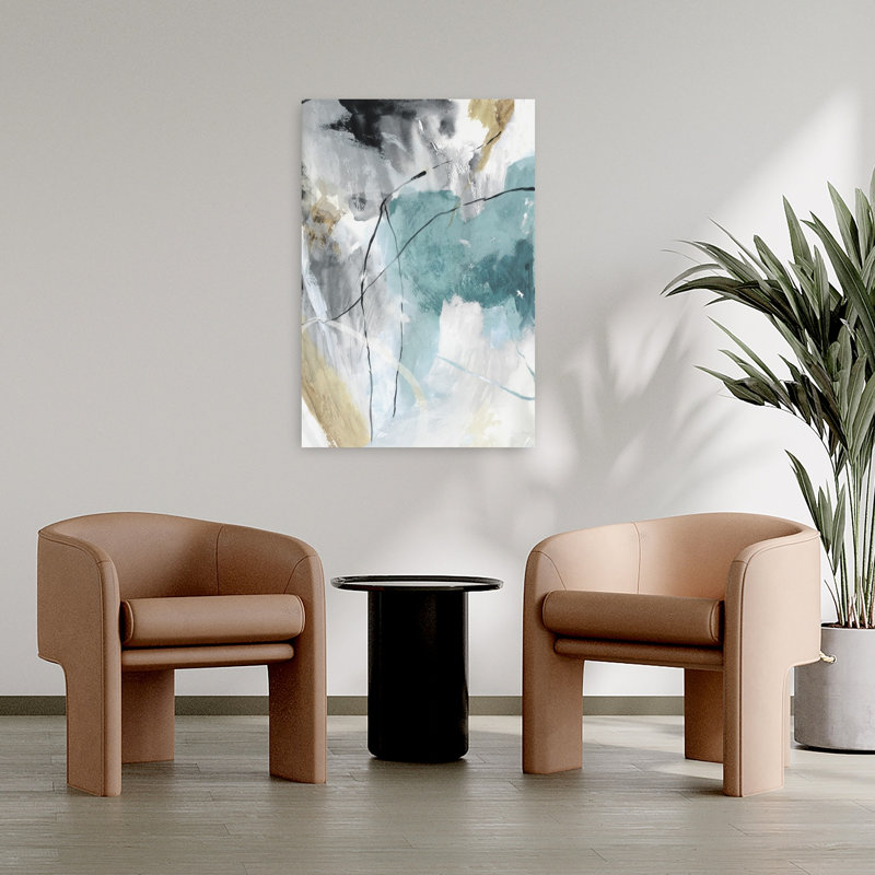 Enigmatique bleu sarcelle II, art moderne abstrait, H 36 po x l 24 po