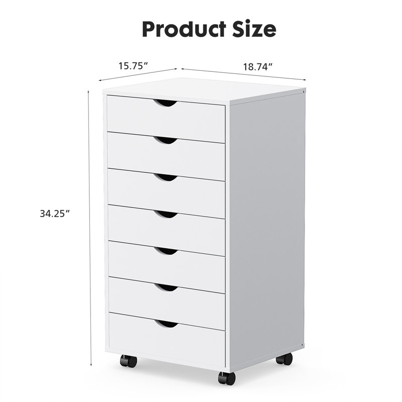 Commodes de rangement avec roulettes, Blanc