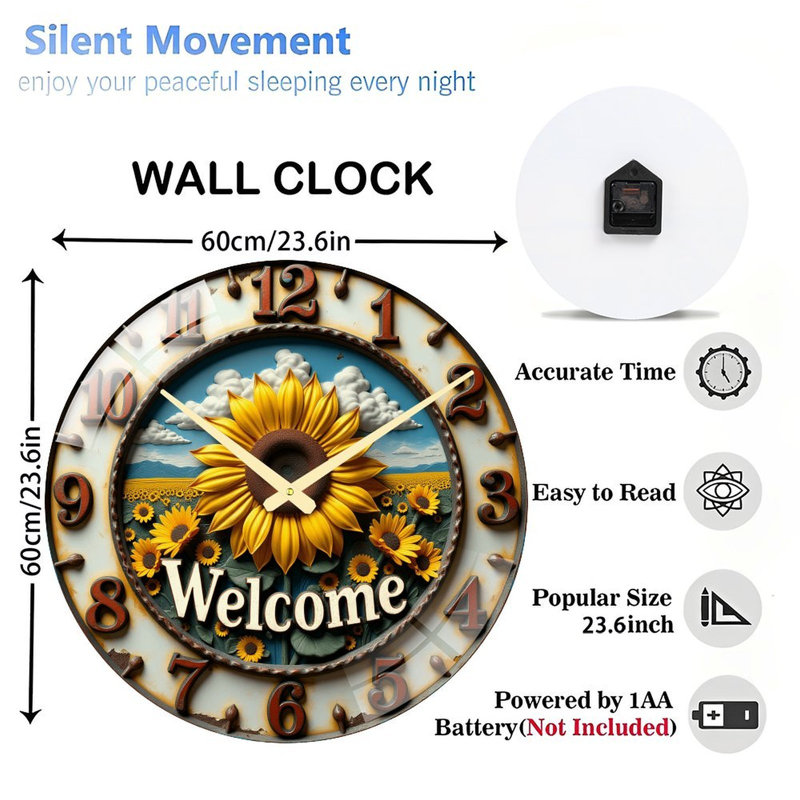 Horloge murale en verre 24 po