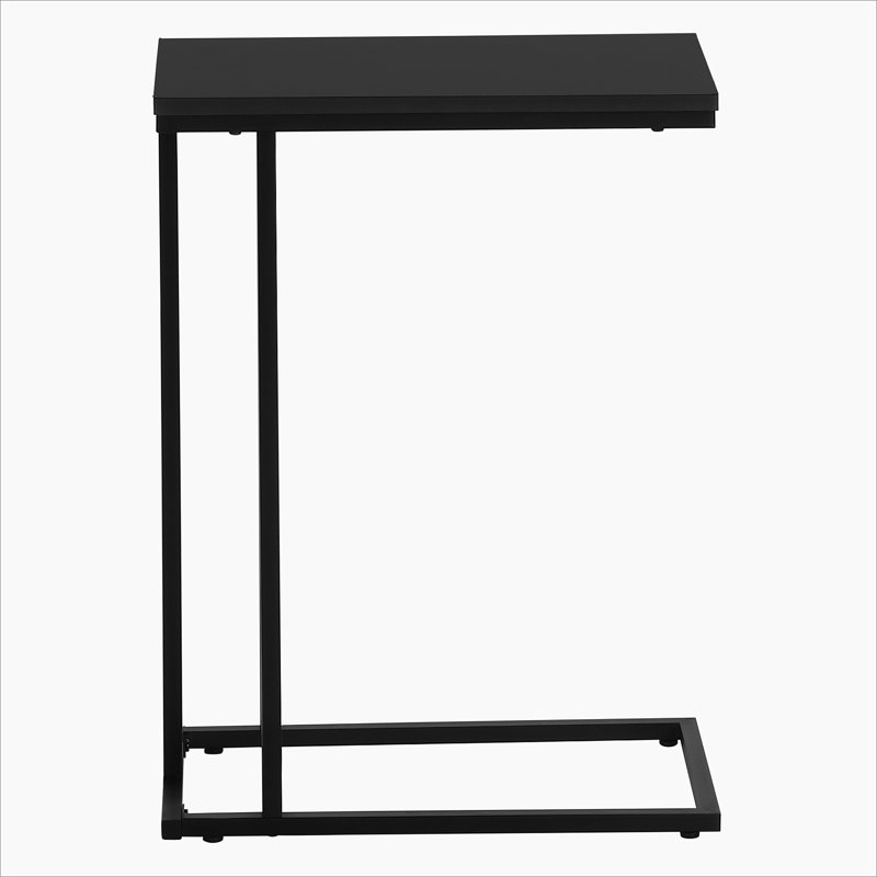 Table d'appoint, en forme de C, bout, côté, collation, verre trempé noir, métal noir, contemporain, moderne, Noir