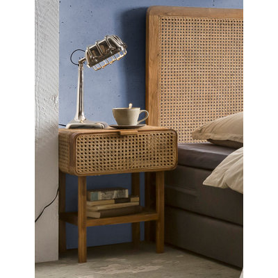Marjo 1 Drawer Wicker & Rattan Bedside Table