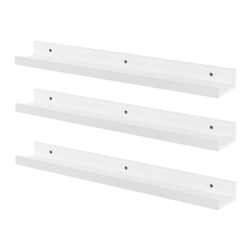 Harbour Housewares - Kids Floating Gallery Bookshelves, 4.5cm H x 32.5cm W x 8.5cm D, White