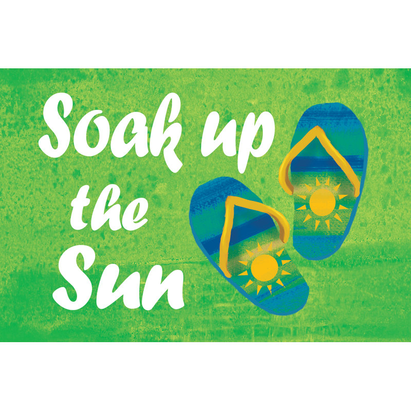 Soak Flipflops 2 - Wrapped Canvas Art Prints, 20cm H x 30cm W x 3.8cm D, Green/White