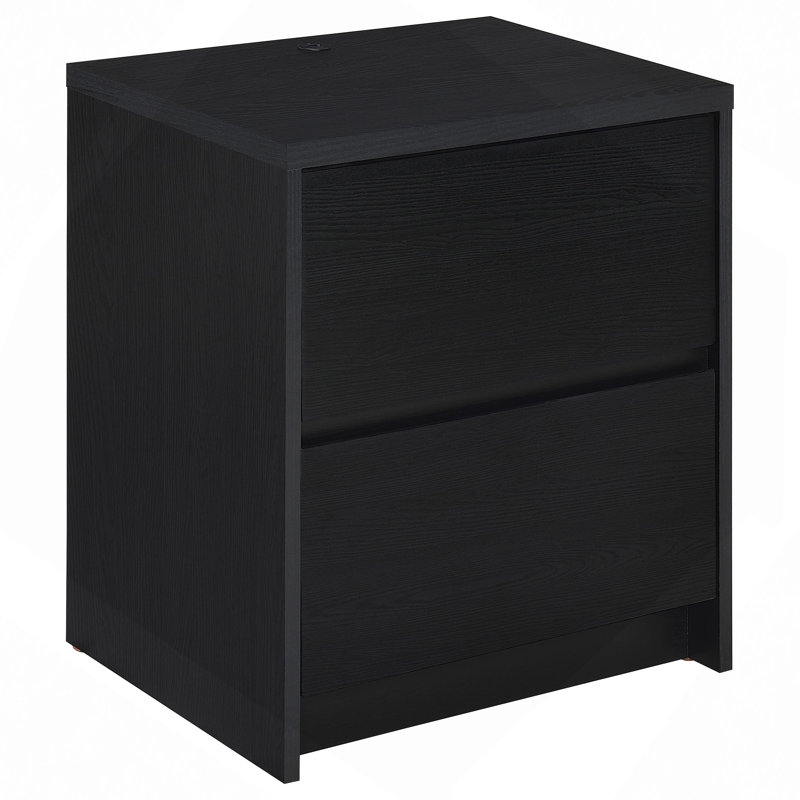 Table de chevet à 2 tiroirs Geary avec lumières DEL et USB