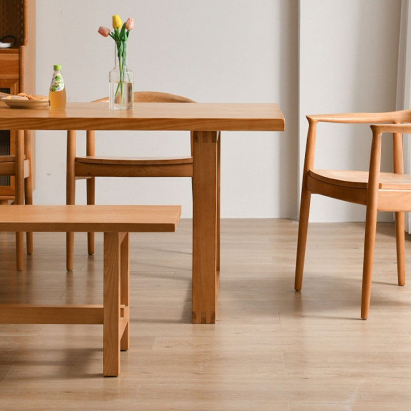 Table de salle à manger rectangulaire en bois massif brun, H 29,53 po x L 86,61 po x l 35,43 po