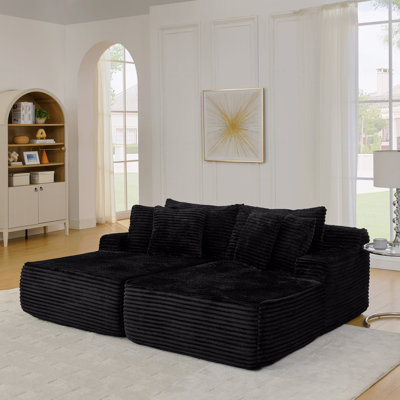Two-Seater Lazy Sofa Lounge Chair,Compressed Sofa No Assembly Required, Made Of Velvet Fabric Upholstered Fabric, Fluffy Modern Lounge Chair