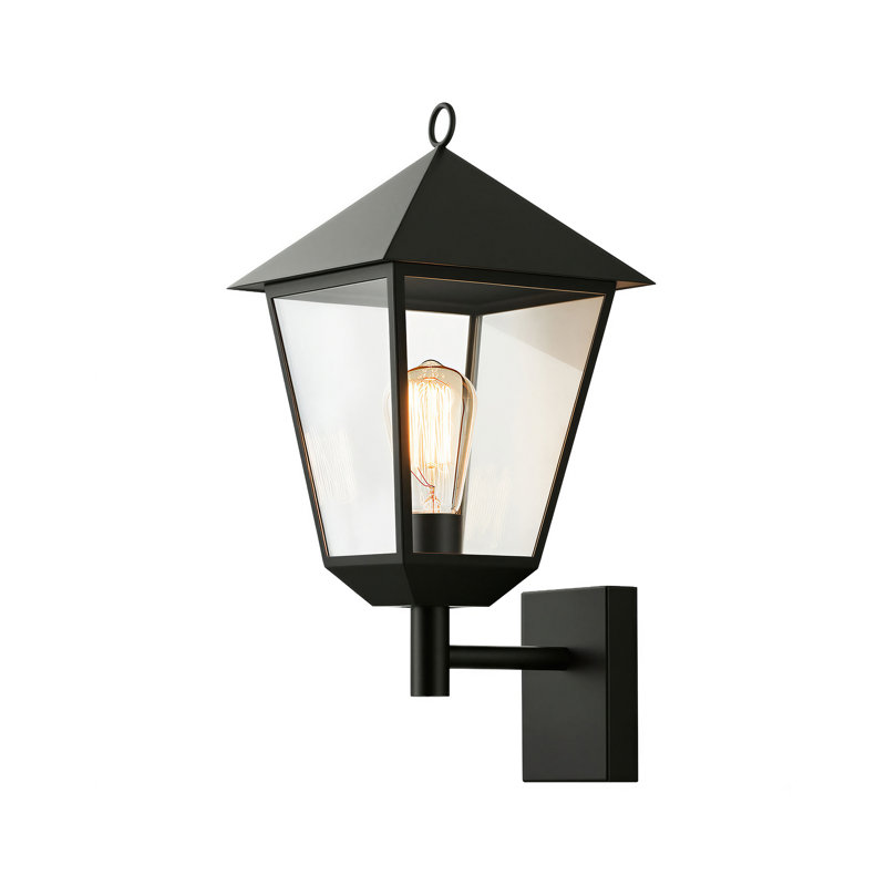 European IP44 Style Outdoor Wall Light Black E27, Tall 17.7 Inch/45cm Exterior Sconce for Porch