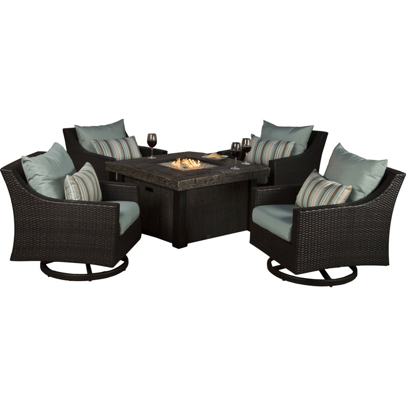 Deco Motion Fire 5 Piece Deep Seating Group with Cushion, Canvas Navy Sunbrella® Canvas