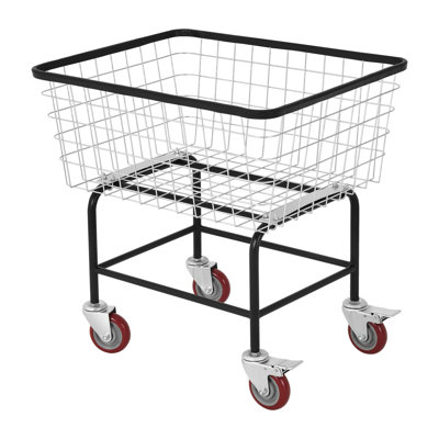 Extra-Large Rolling Laundry Cart with Wheels, Wire Laundry Basket with Galvanized Finish, 2.5 bushels