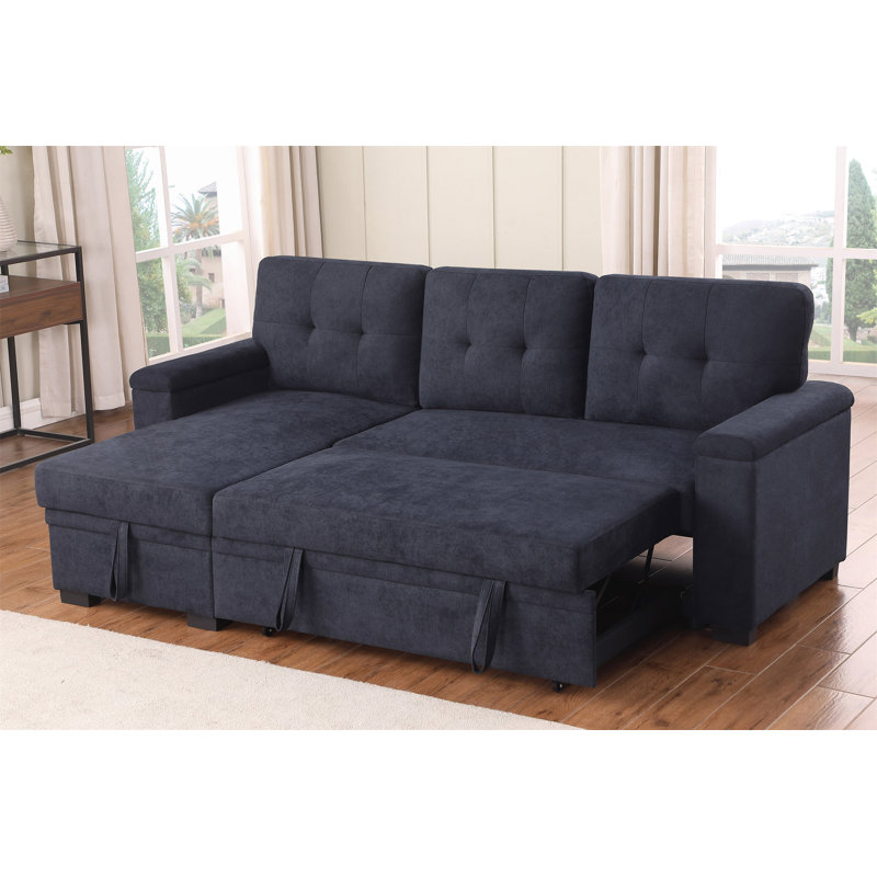 Canapé-lit modulaire réversible de 84,5 po de largeur avec méridienne de rangement, Tissu gris foncé