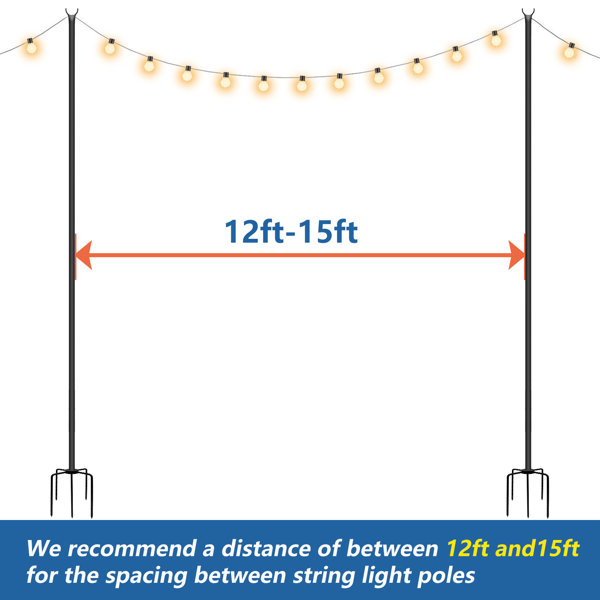 JTANGL 9FT Light Poles for Outside String Lights Hanging Lighting Stand  for Parties, Wedding  Reviews Wayfair