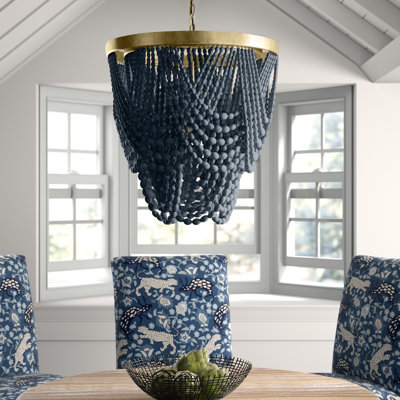 2-Tier Draped Wood Bead Chandelier