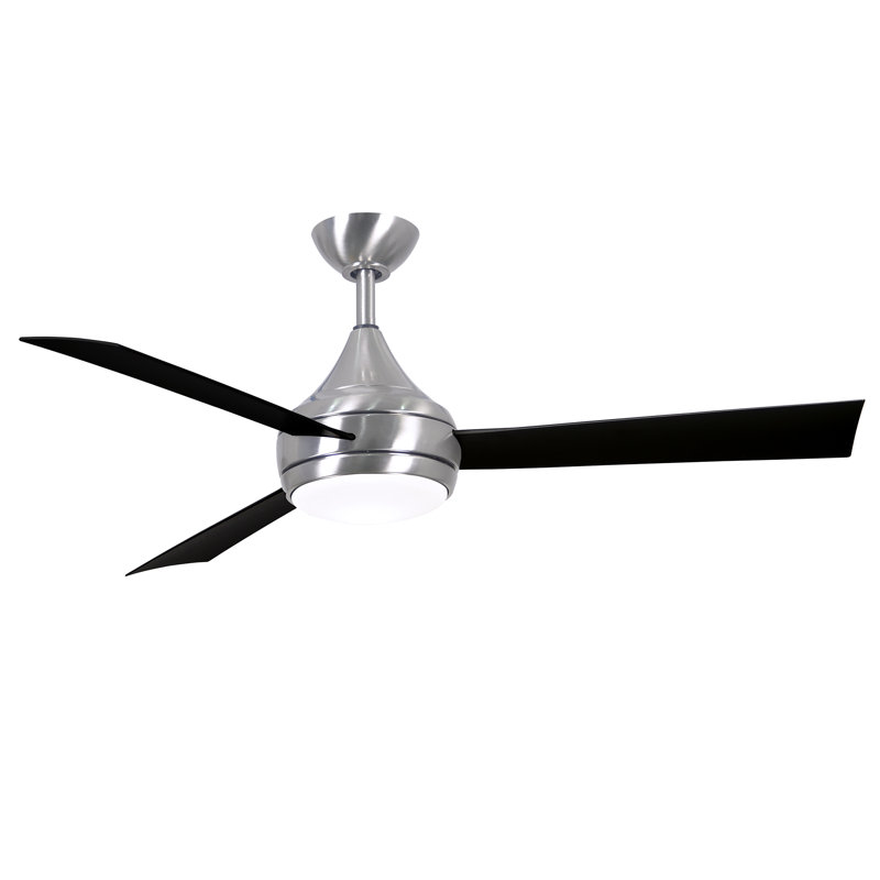 Donaire LED Outdoor Downrod Ceiling Fan, Brushed Stainless, Matte Black