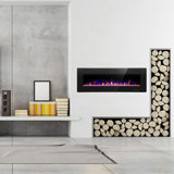 1500W Wall Mounted Recessed Electric Fireplace,12 Flame Colour Modes,Touch Screen & Remote Control,Ultra Thin & Low Noise