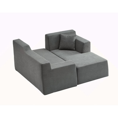 Modern Minimalist L-Shaped Corduroy High Back Sofa