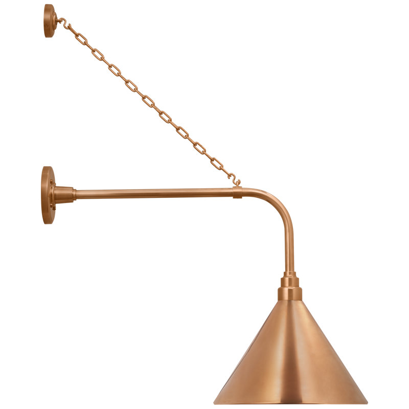 Thomas O'Brien, "Academy 20" Anchored Rex Barn Light in Soft Copper with 12.5" Conical Savannah Shade