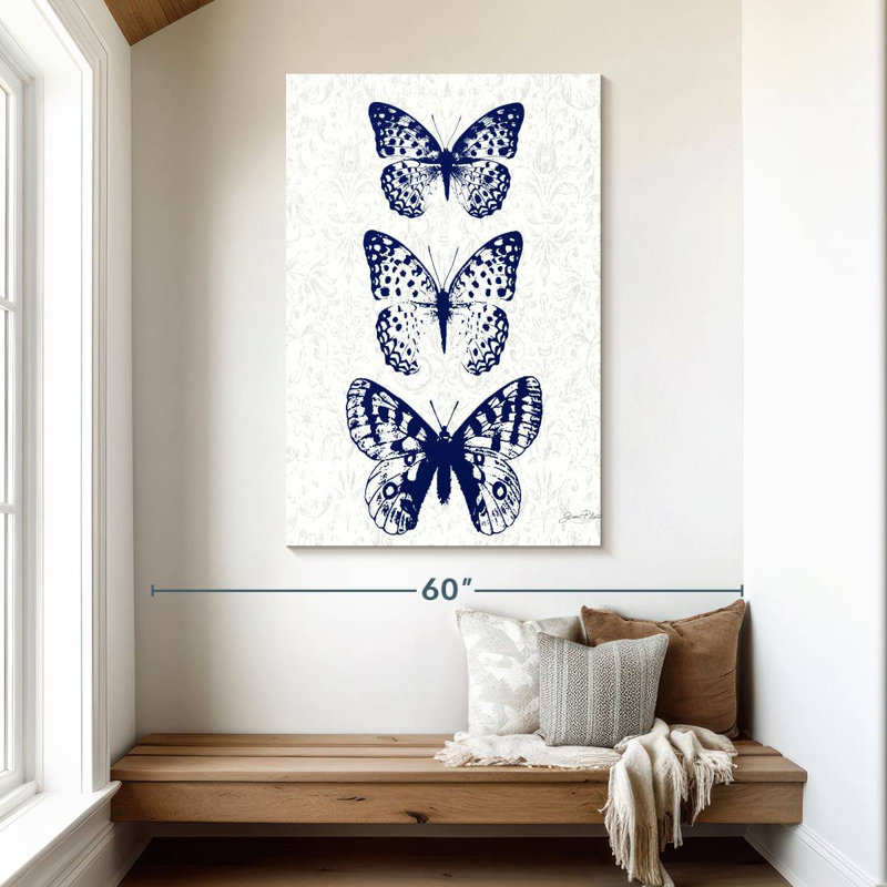Brampt Indigo Butterfly Study, 48" H x 32" W