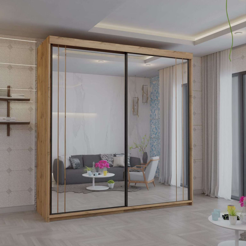 2 Door Laminate Wardrobe, Votan, 216cm H x 200cm W x 62cm D