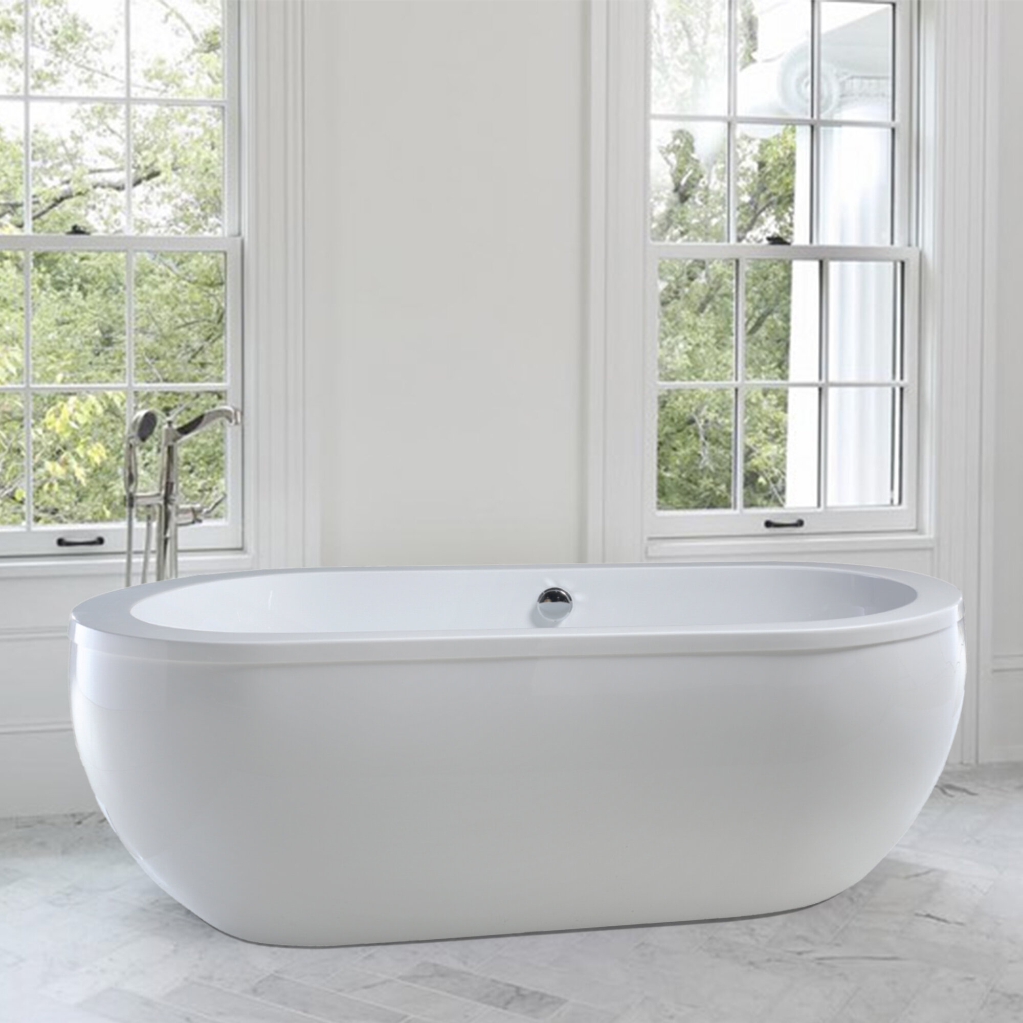 Studio® S 68 x 34-Inch Freestanding Bathtub Center Drain With Integrated  Overflow