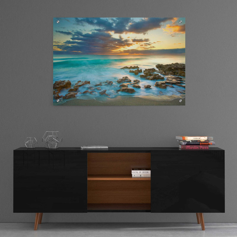 «Ocean Sunrise» par Patrick Zephyr, art mural en verre acrylique, H 24 po x l 36 po x P 0,2 po