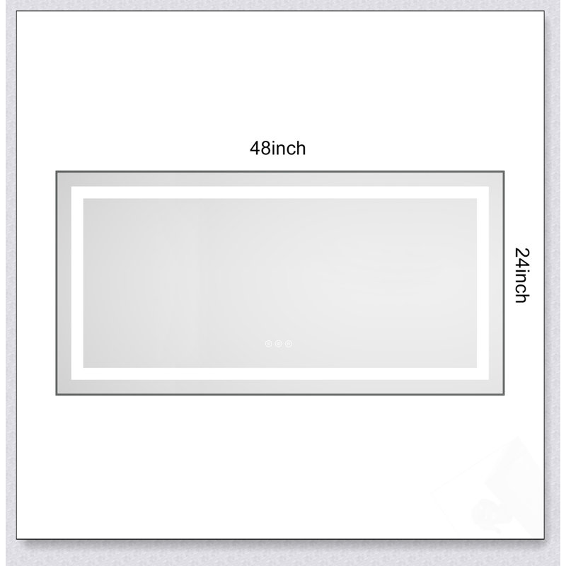 Miroir de salle de bain DEL, 24 po x 48 po, Doré, Horizontale