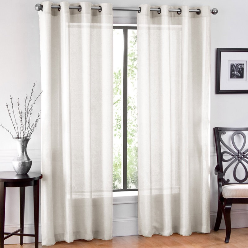 Ivory Sheer Grommet Polyester Window Panels (Set of 2)