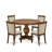 5 Piece Modern Dining Table Set Includes a Round Wooden Table with Pedestal and 4 Light Tan Linen Fabric Upholstered Parson Chairs,  Antique Walnut-312309838-312339668-312309836