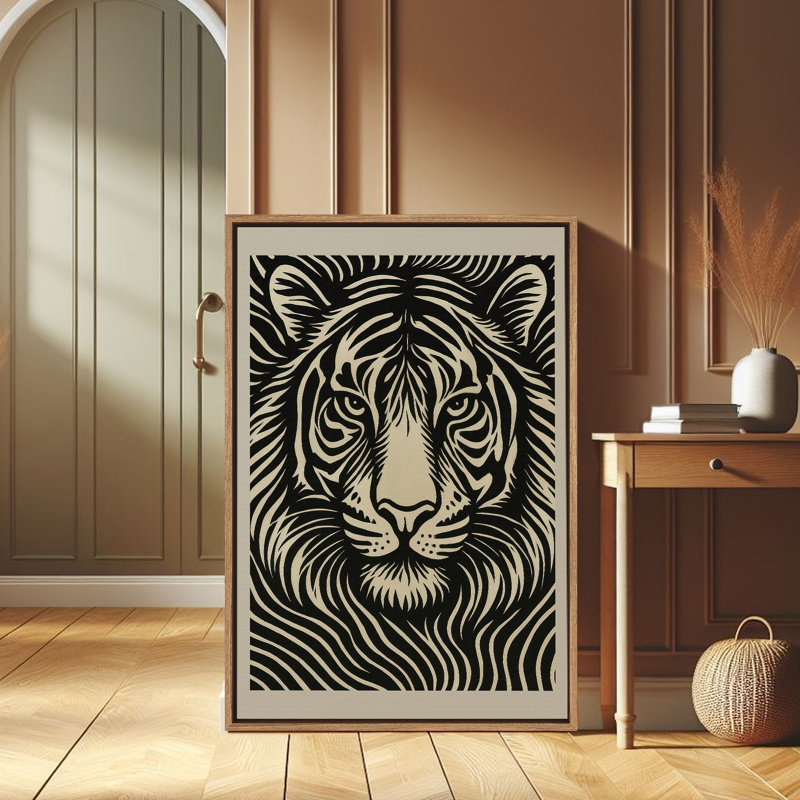 Art mural encadré abstrait rétro antique classique pour chambre à coucher, H 36 po x l 24 po, Naturel