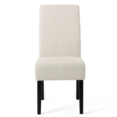 Olin Contemporary Upholstered Fabric Dining Chairs with T-Stitch Detailing and Wooden Legs