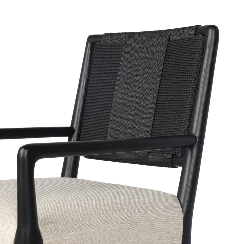 Rothler Dining Armchair-Alcala Wheat, Black Brushed Ash, Essence Natural