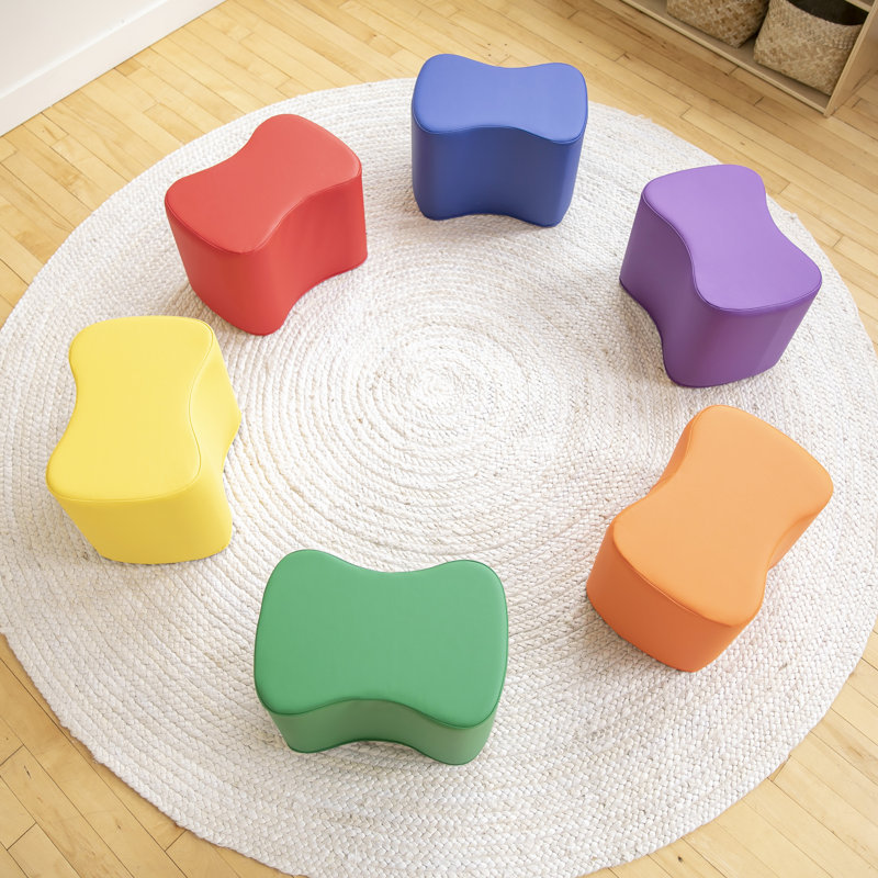 ECR4Kids SoftZone Toddler Modular Stool Seating Set, Classroom Furniture, 6-Piece, Assorted