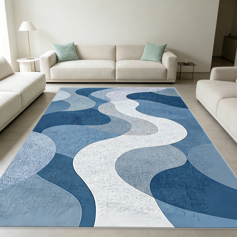Blue Haze Wave Abstract carpet-easy to clean, machine-washable, soft and comfortable; suitable for door mats, kitchens, living rooms, bedrooms, corridors, and laundry areas. Easy to clean, durable carpet for home decoration.