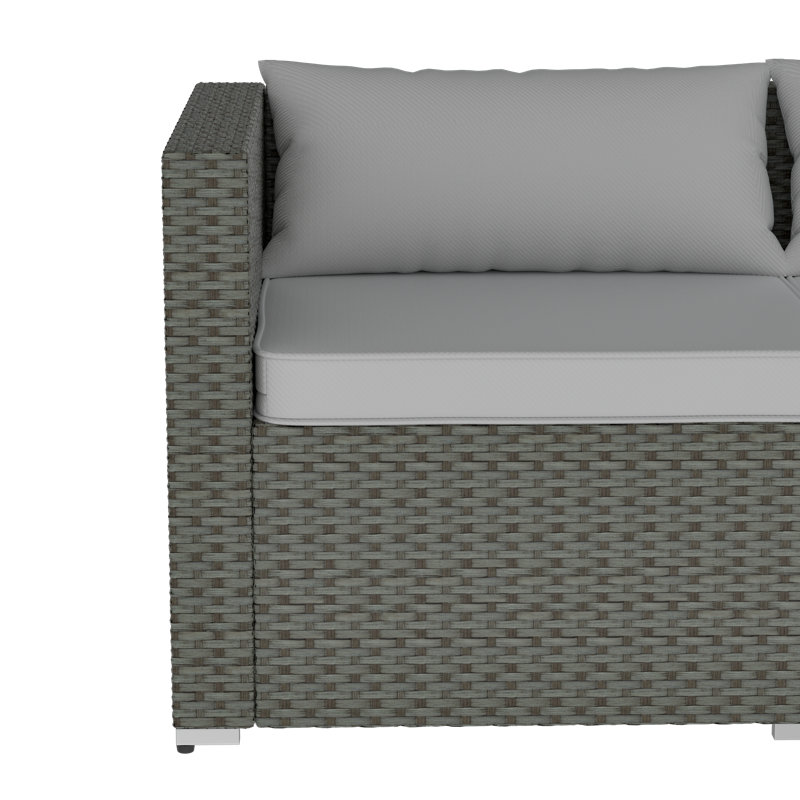 Ensemble de conversation pour 4 personnes avec repose-pieds, Gris, Gris