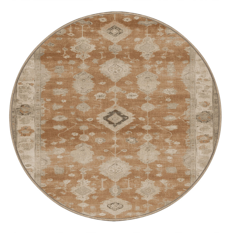 Tapis brun lavable à la machine, Rond 3 pi