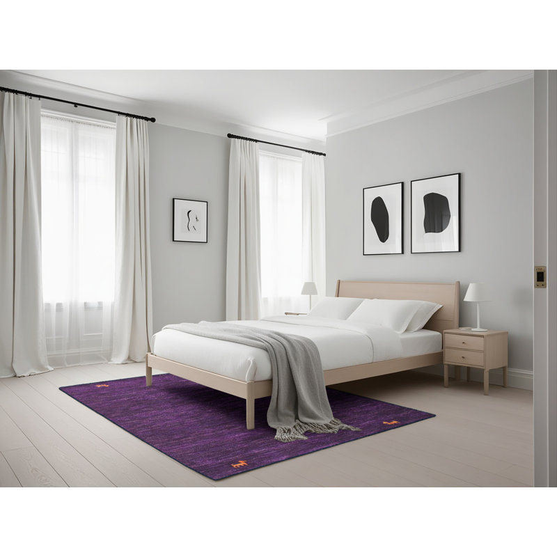 Tapis de zone mauve contemporaine Jabes, Rectangle 5 pi x 7 pi