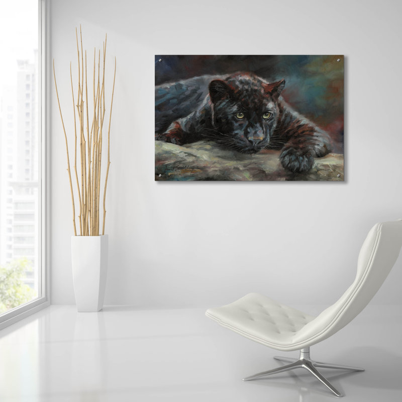Bungalow Panthère noire 42 par David Stribble, art mural en verre acrylique, 24 po x 16 po, H 24 po x l 36 po x P 0,2 po