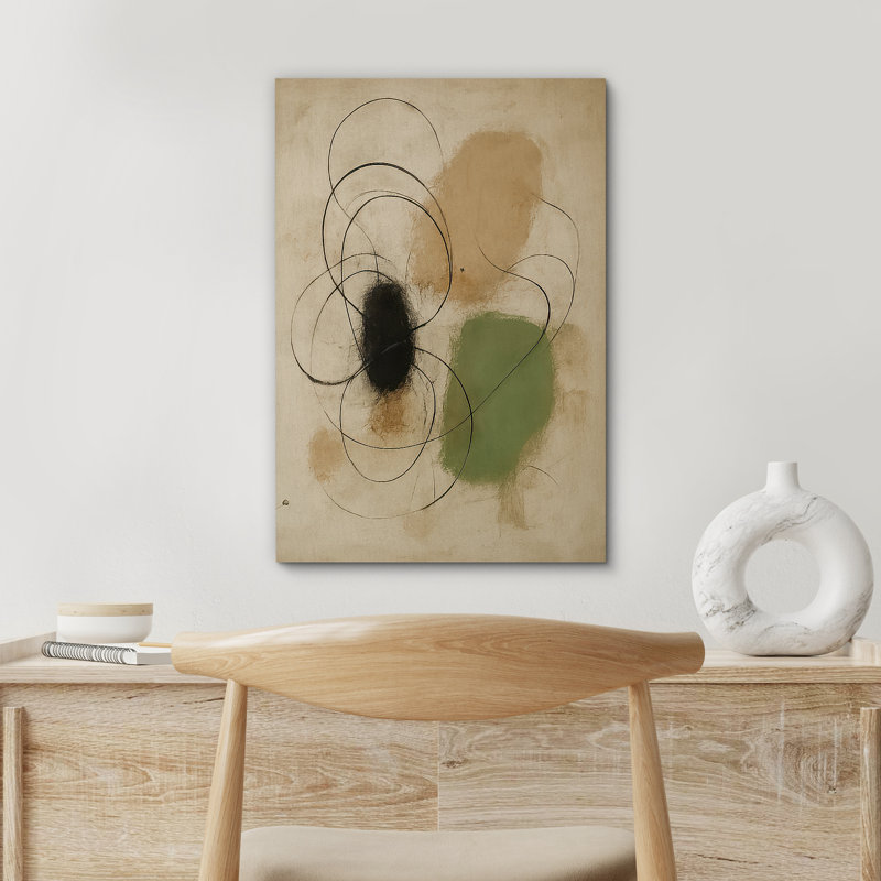 Reproduction d'art sur toile encadrée - œuvre d'art abstraite, décor moderne neutre pour le salon, H 48 po x l 32 po