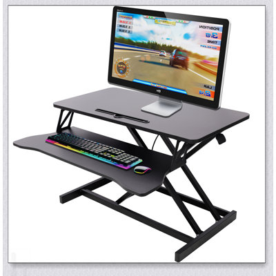 Adjustable Height Standing Laptop Desk, Ergonomic Sit to Stand Workstation with Keyboard Tray for Comfort and Productivity