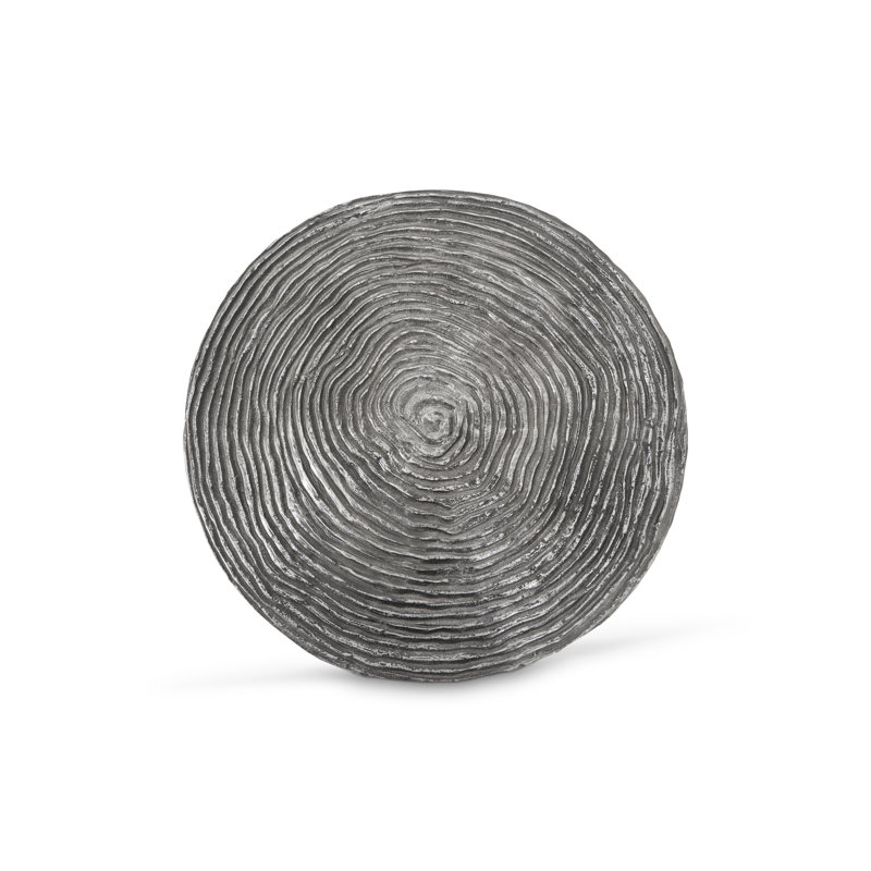 Transitional Ripple Drum Metal End Table in Black/Silver