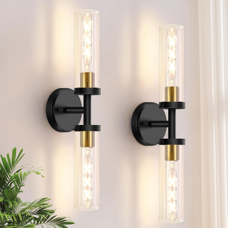 Appliques murales modernes avec abat-jour en verre transparent (ensemble de 2)