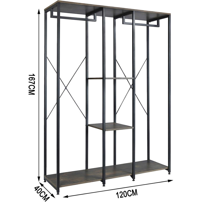 Malave 120cm Clothing Rack, Black/Rust