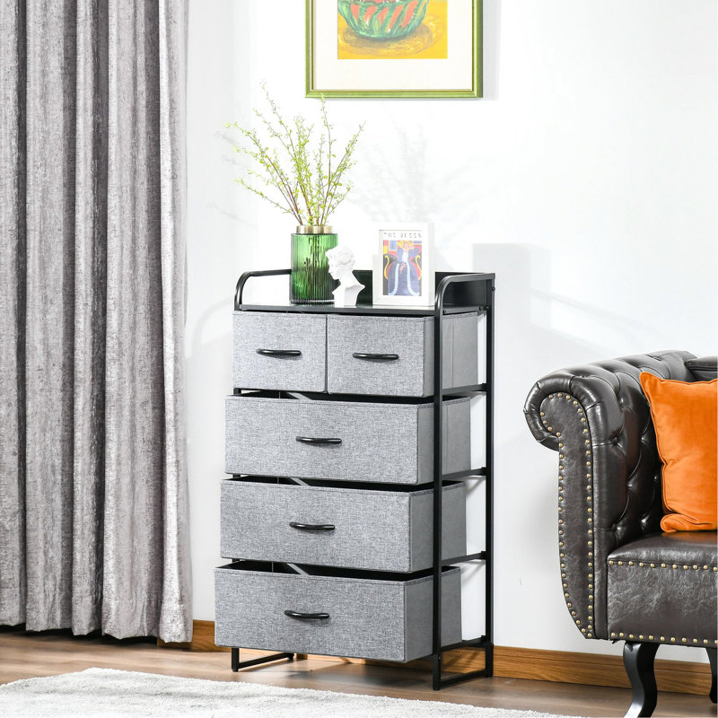 Commode 5 tiroirs gris