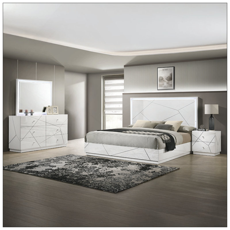 Miroir Manhattan avec cadre laqué et éclairage à DEL intégré pour un look élégant, moderne et lumineux