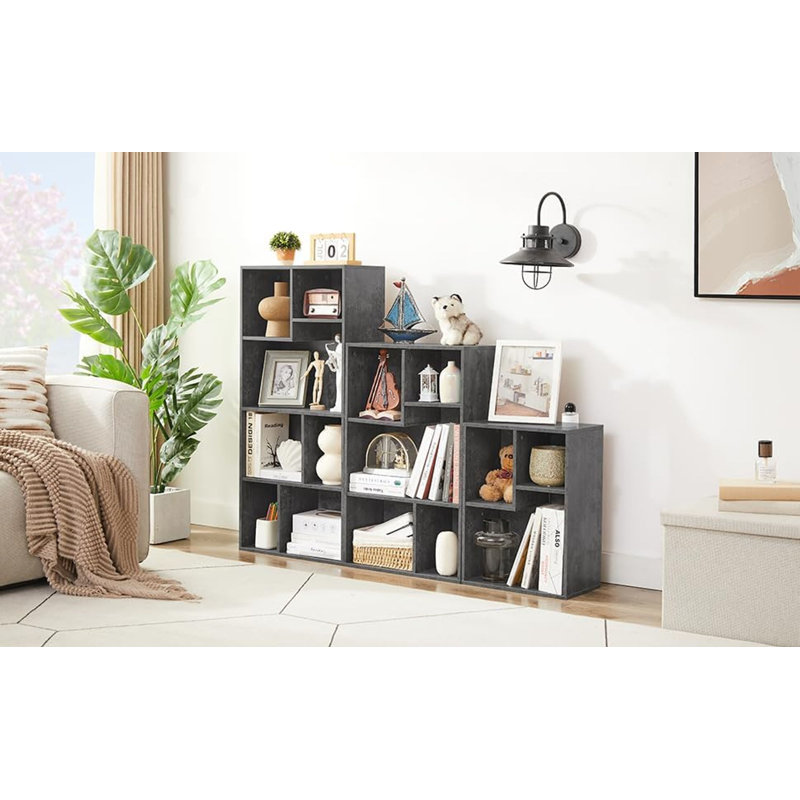 3 Cube Bookcase, Modern Storage for Standard Textbooks, Vertical or Horizontal, Easy to Assemble, Gray