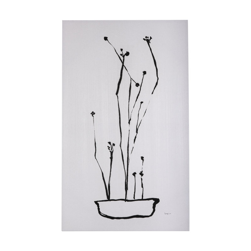 Organic Line Drawing I a Hand Embelished Textured Canvas, 35" H x 21" W x 1.5" D