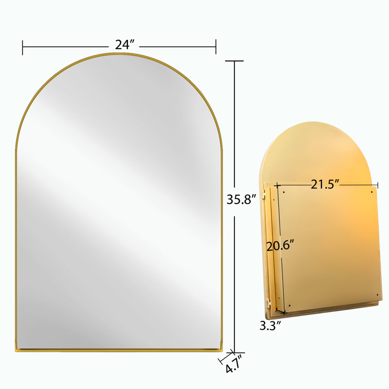 Armoire à pharmacie avec miroir l 24 po et H 35,8 po, Or