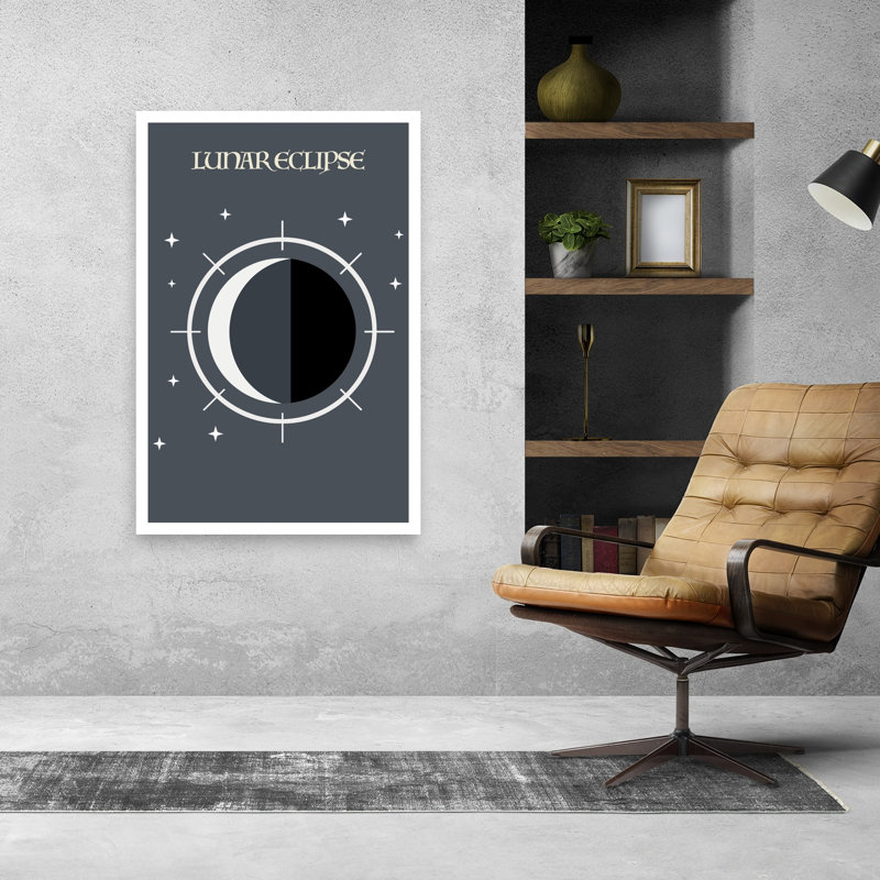 «Lunar Eclipse Night Minimalist Modern Abstract Landscape Nature», reproduction d'art murale, H 48 po x l 32 po