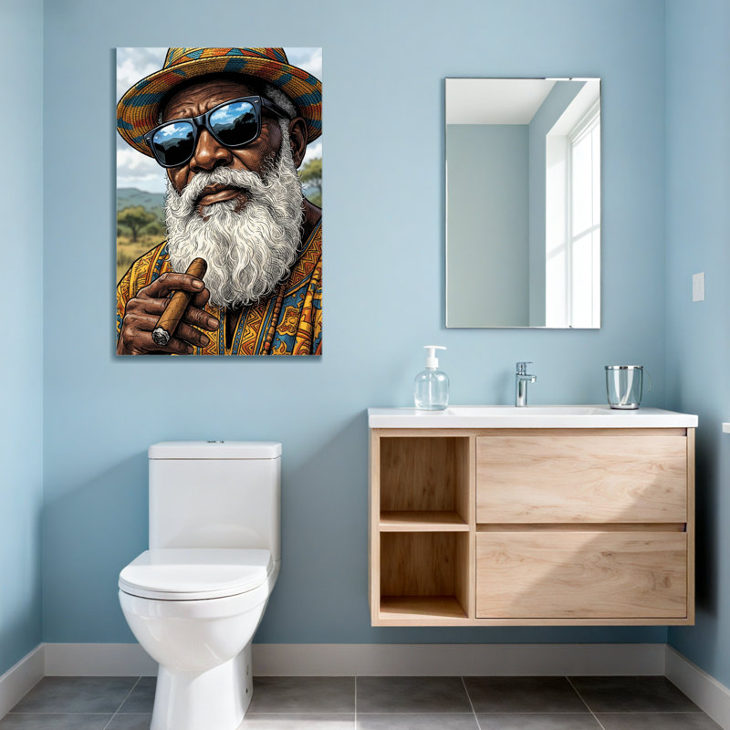 Impression de motif de chapeau de lunettes de soleil mode coloré avec barbe et cigare, H 24 po x l 36 po