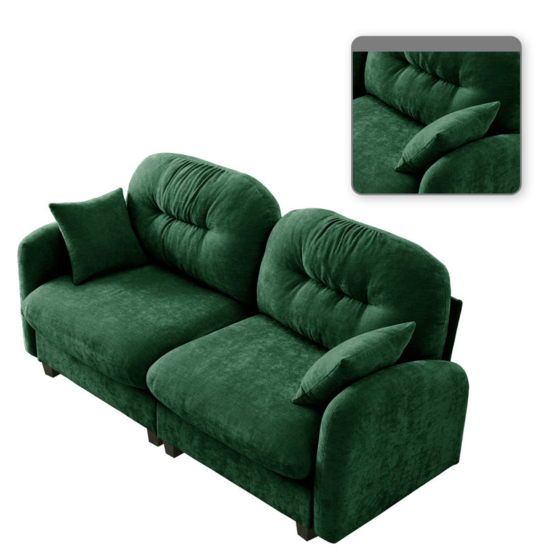Canapé de causeuse de style moderne avec dossier capitonné et base en bois de haute qualité pour le salon, Vert