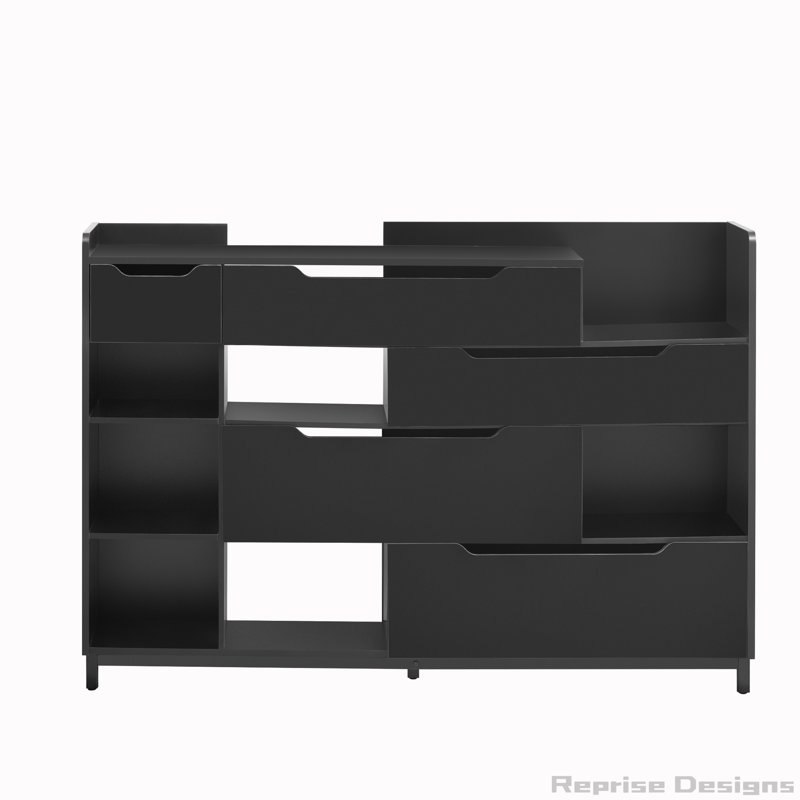 Black Modern Fabric and Metal Shoe Storage Cabinet with Drawers